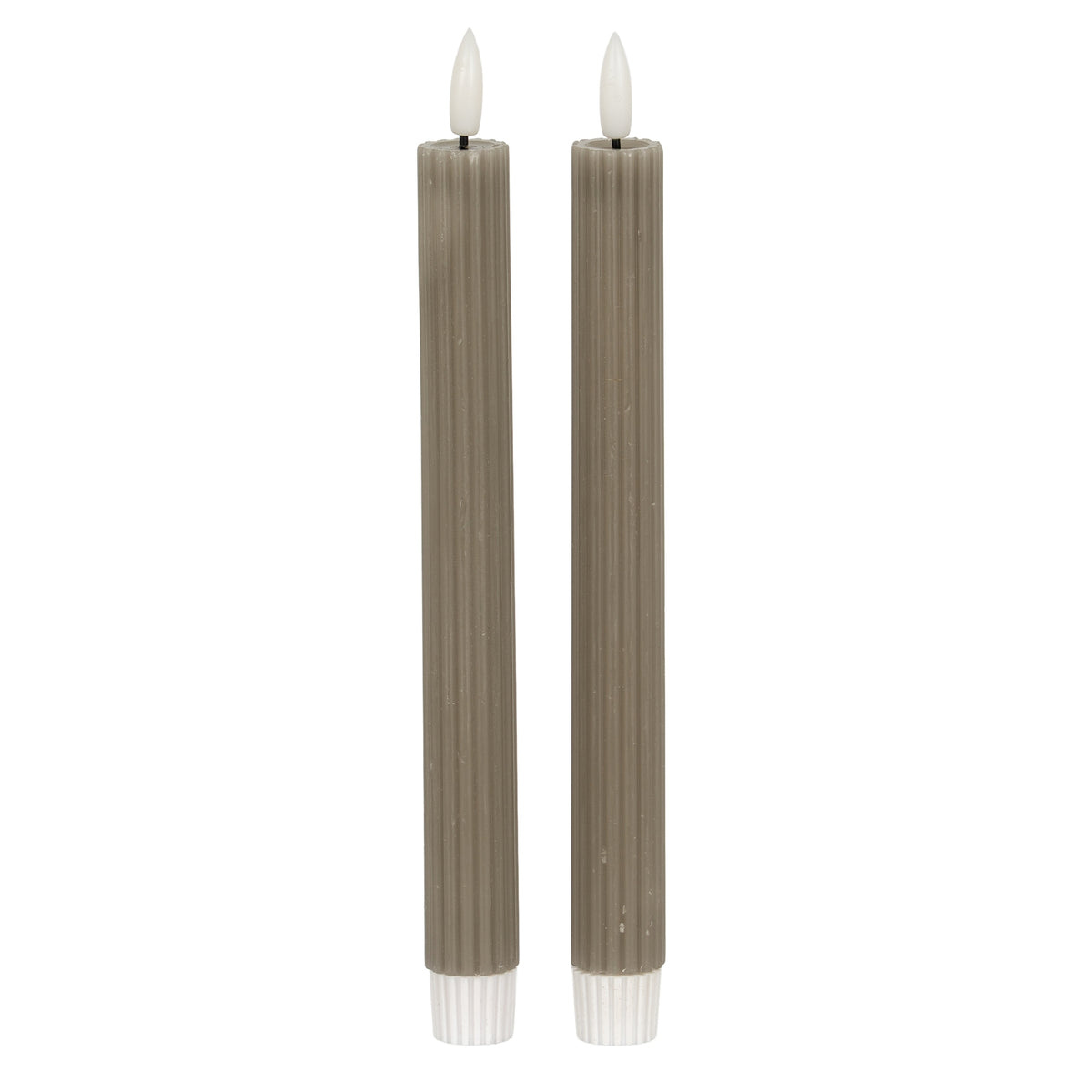 Luxe Collection Natural Glow Grey Ribbed Taper Candles - image 1