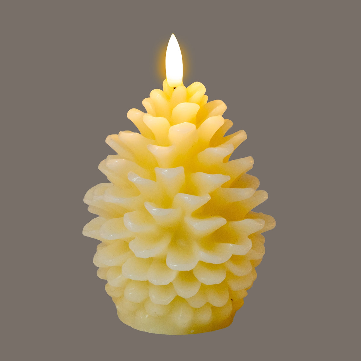 Luxe Collection Natural Glow Cream Pinecone LED Wax Candle - image 2