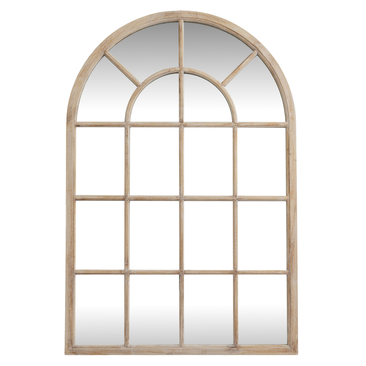 Washed Wood Arched Window Mirror - image 1
