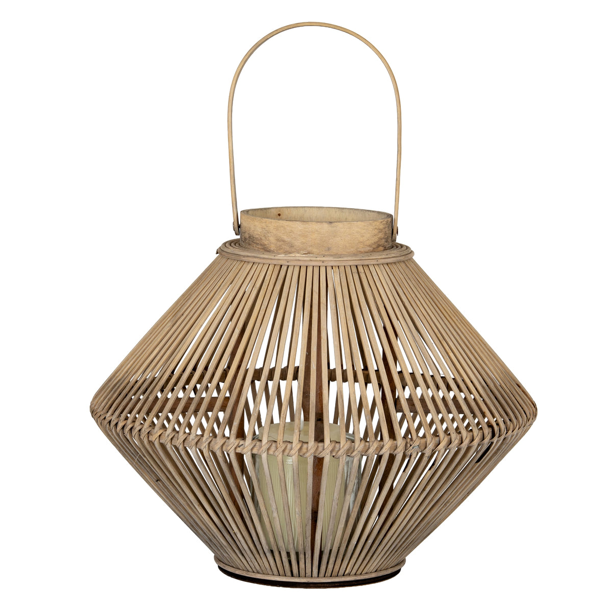 Cone Wicker Lantern With Glass Holder - image 2