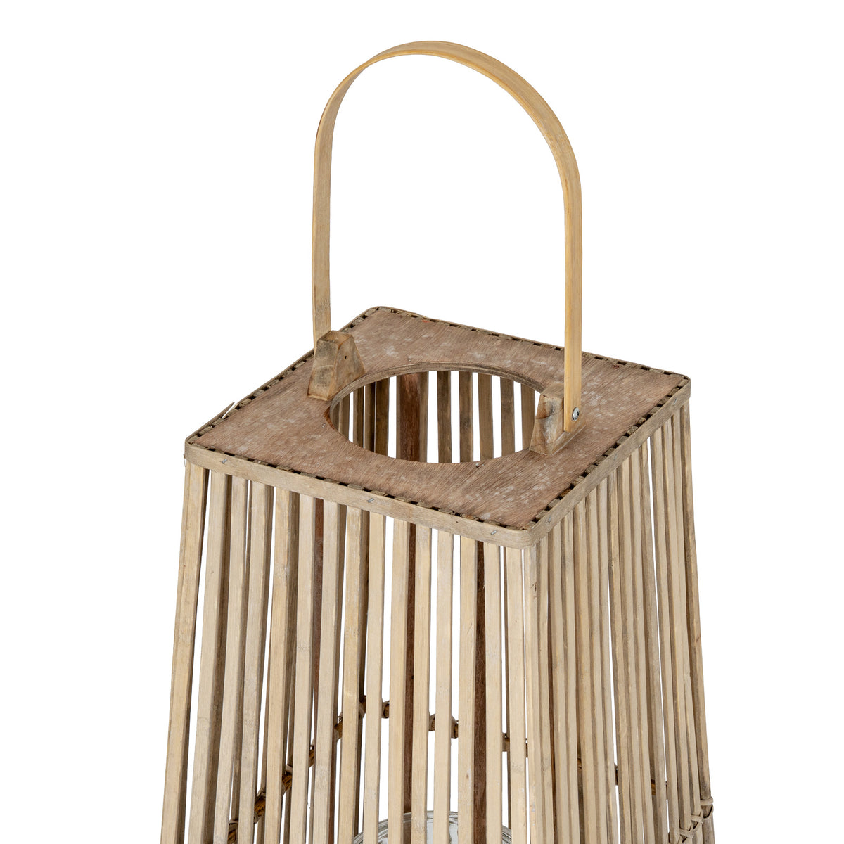 Large Silo Wicker Lantern With Glass Holder - image 4