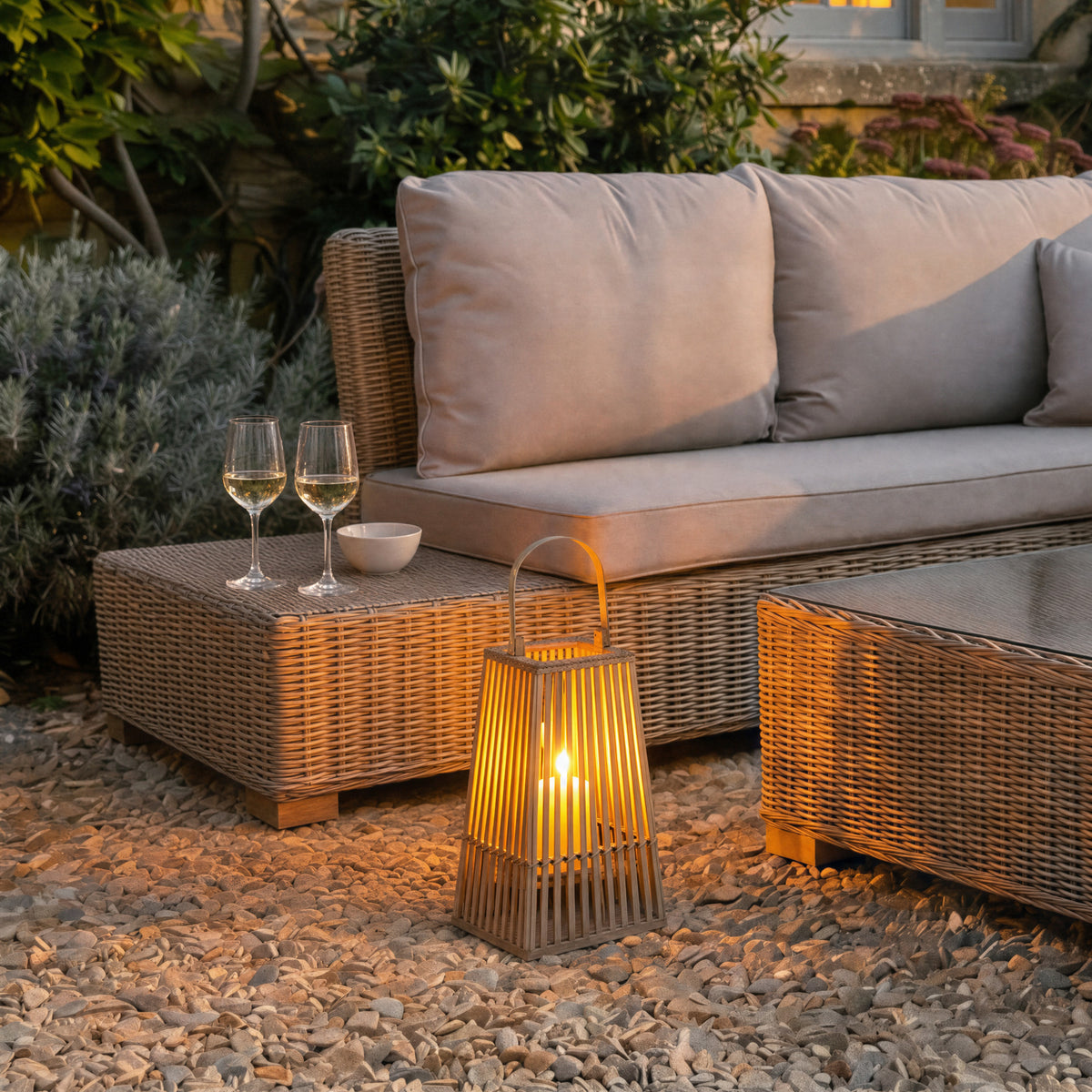 Small Silo Wicker Lantern With Glass Holder - image 1