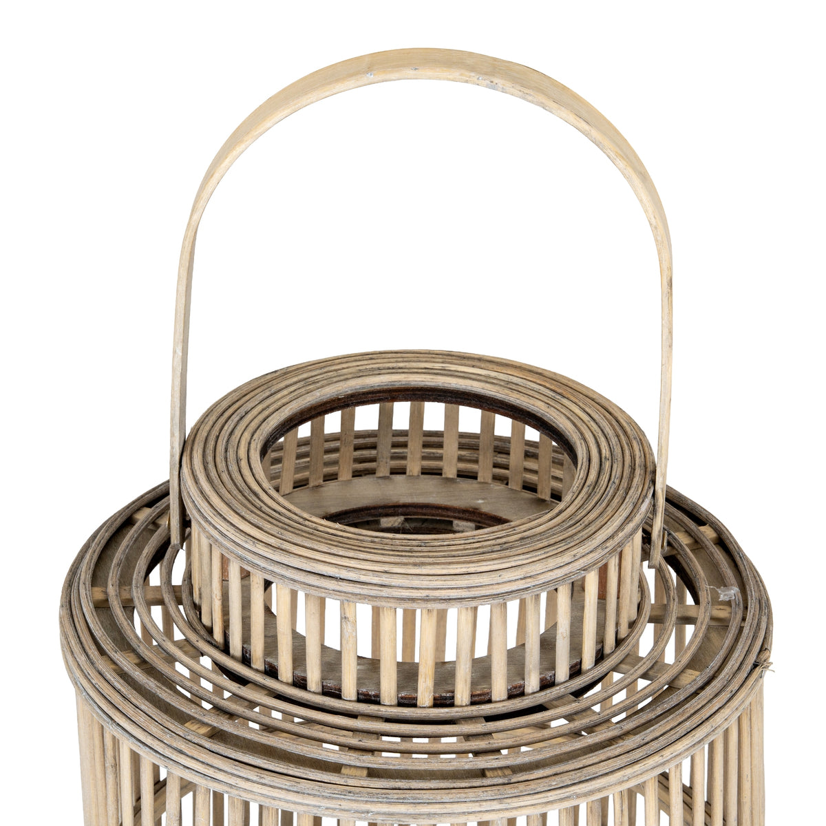 Cylinder Wicker Lantern With Glass Holder - image 3