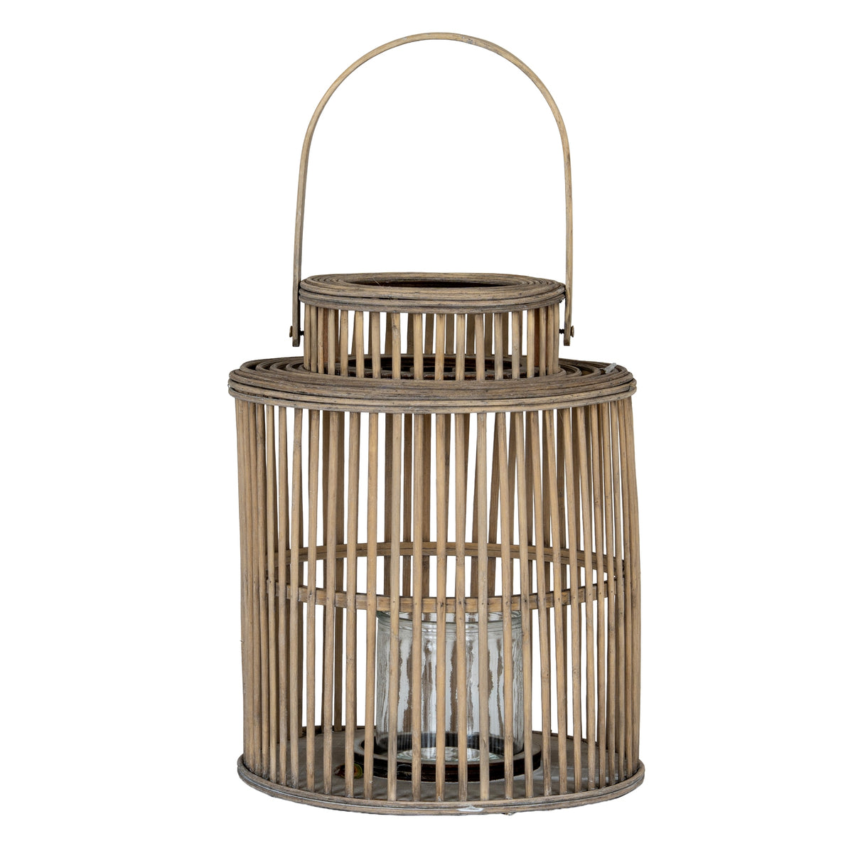 Cylinder Wicker Lantern With Glass Holder - image 1
