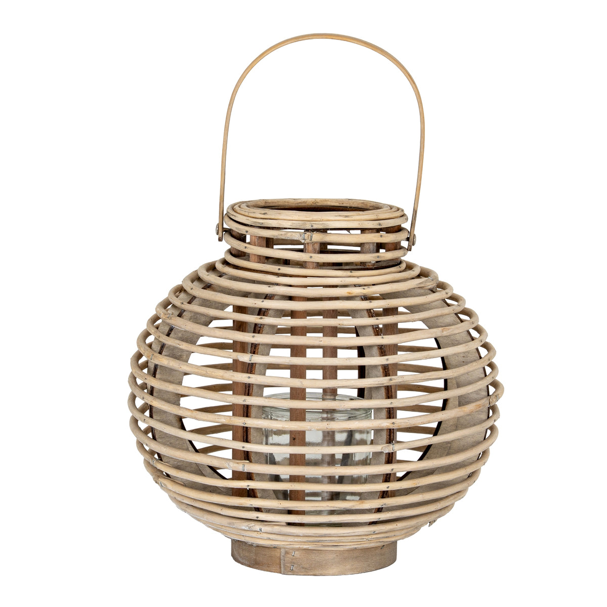 Large Round Willow Lantern With Glass Holder - image 1