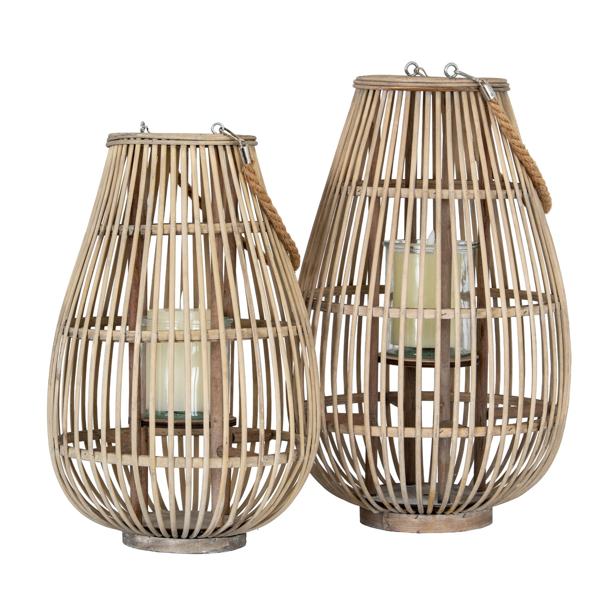 Large Ellipse Wicker Lantern With Glass Holder - image 5
