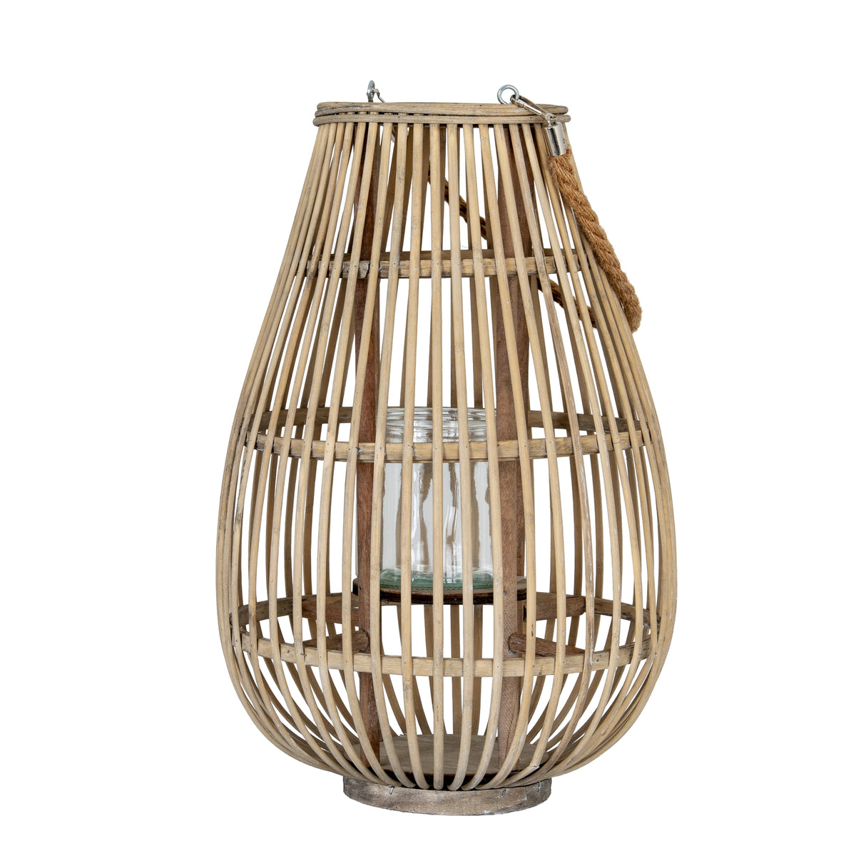 Large Ellipse Wicker Lantern With Glass Holder - image 1
