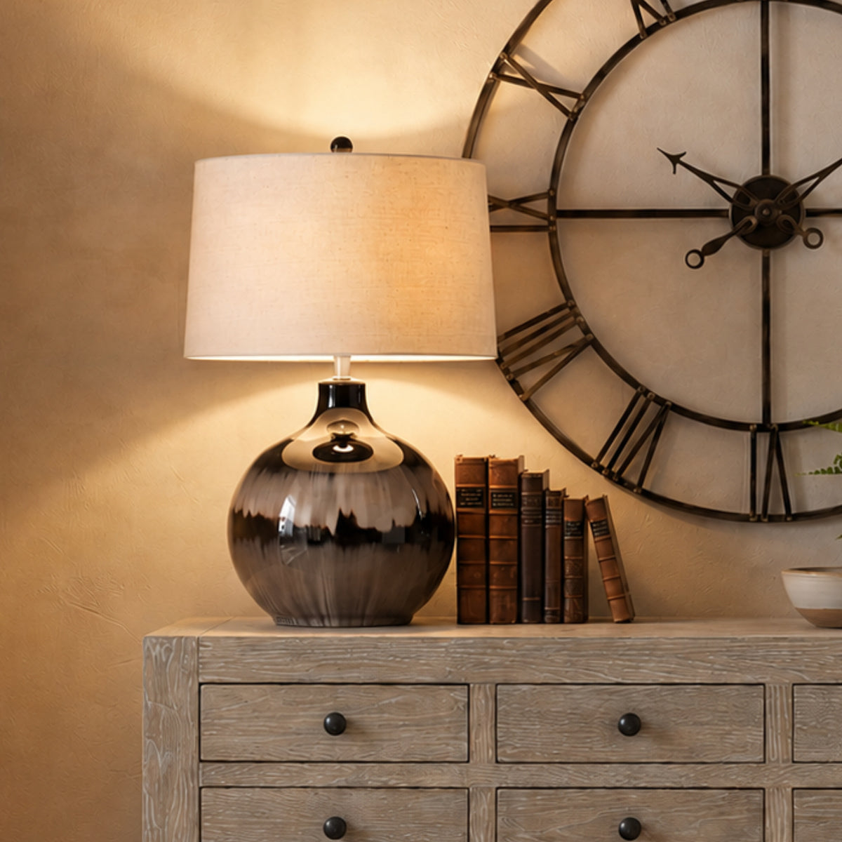 Sepia Shadows Table Lamp With Linen Shade - image 1