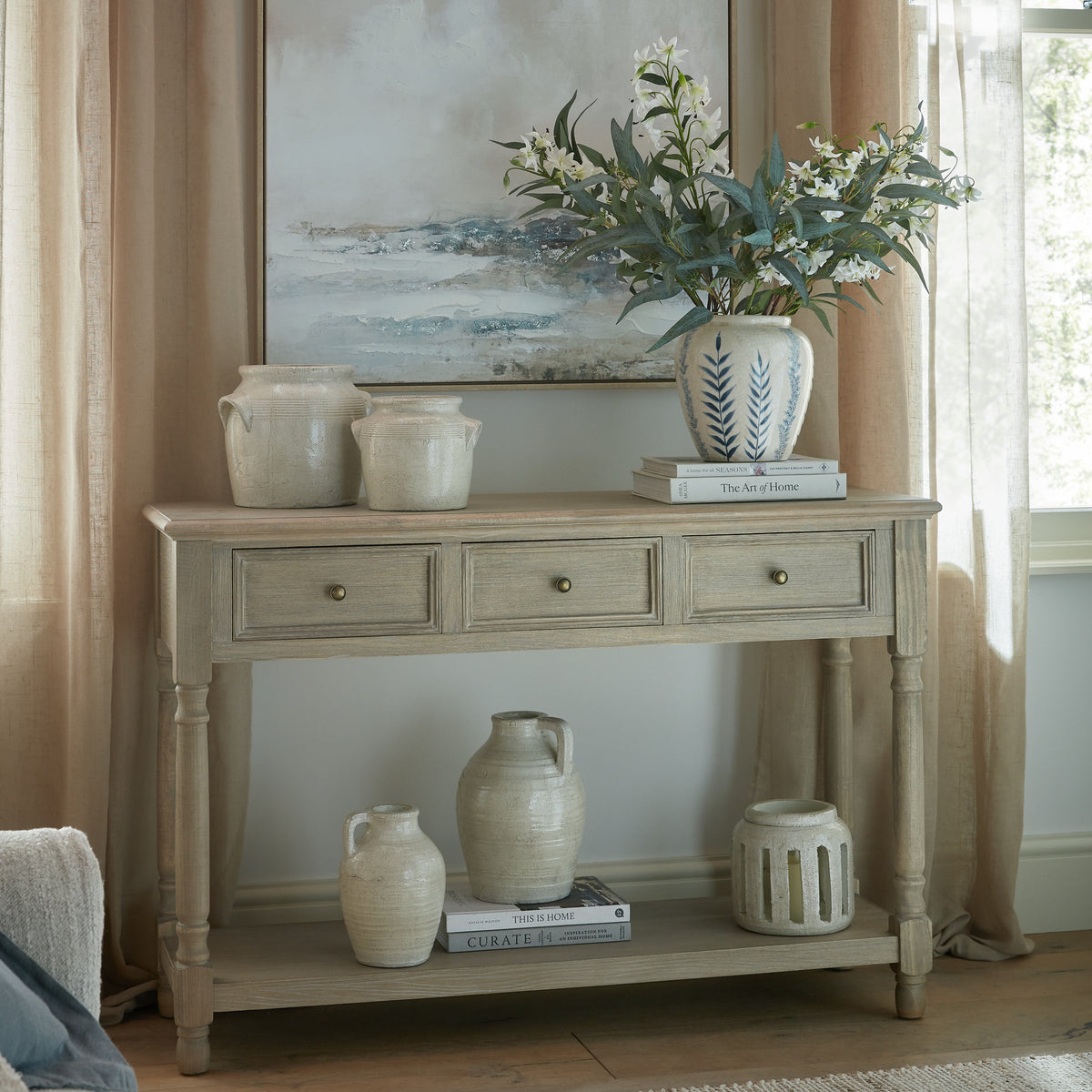 Delphine Collection 3 Drawer Console With Shelf - image 1