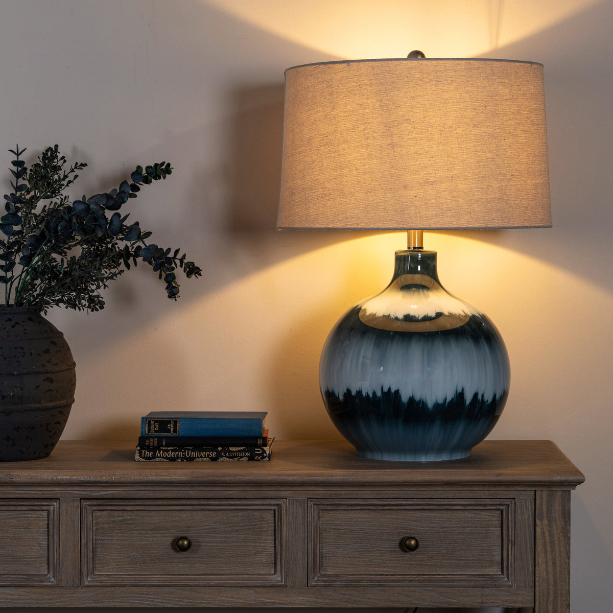 Ocean Shadows Table Lamp With Linen Shade - image 1