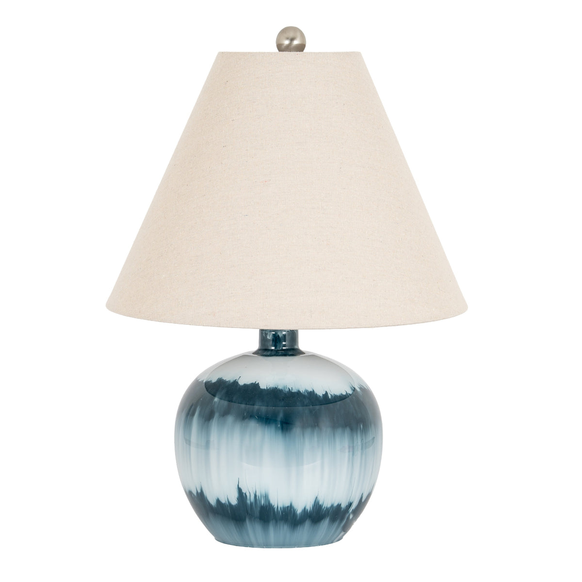 Ocean Shadows Squat Table Lamp With Linen Shade - image 1