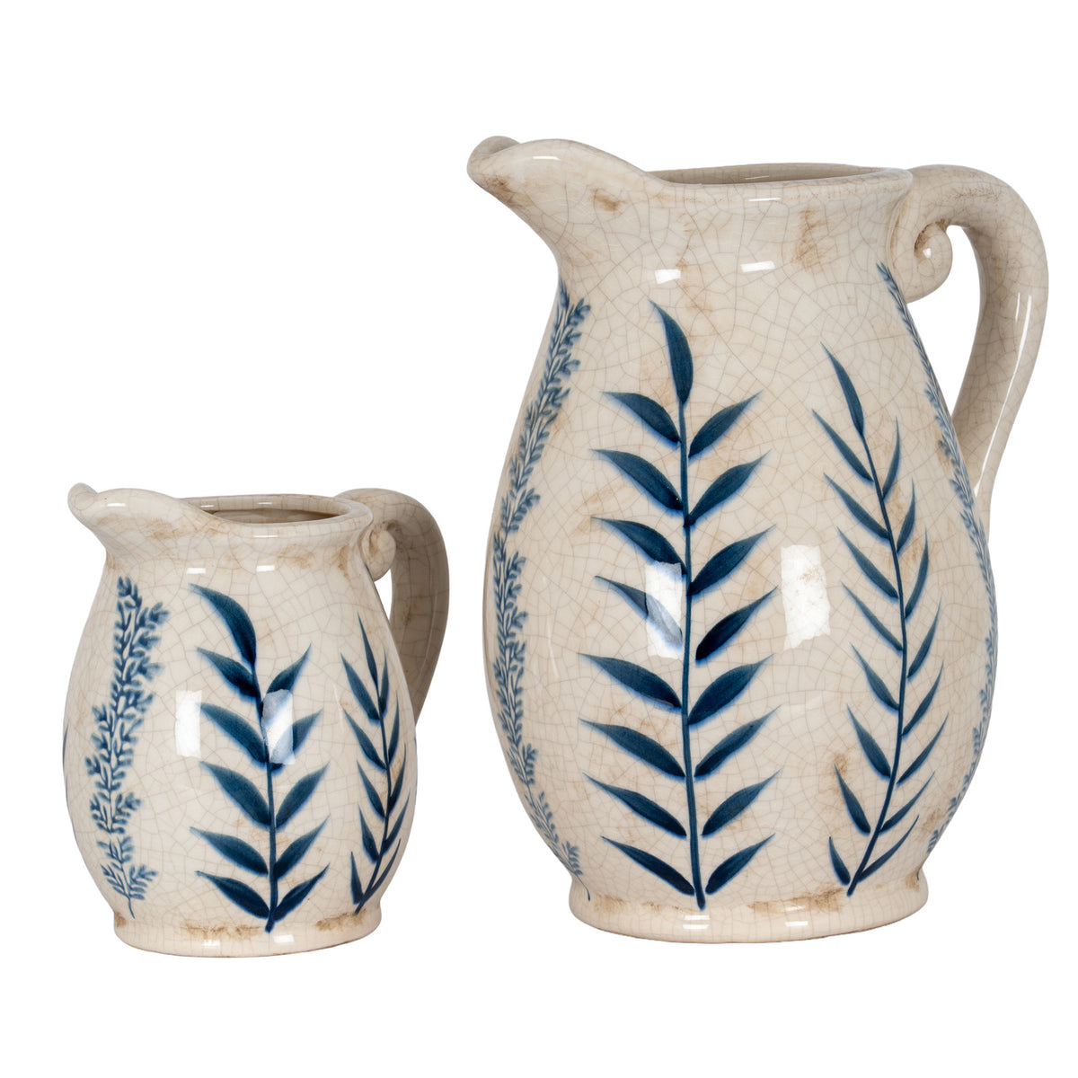 Large Blue Flora Olpe Jug Vase - image 5