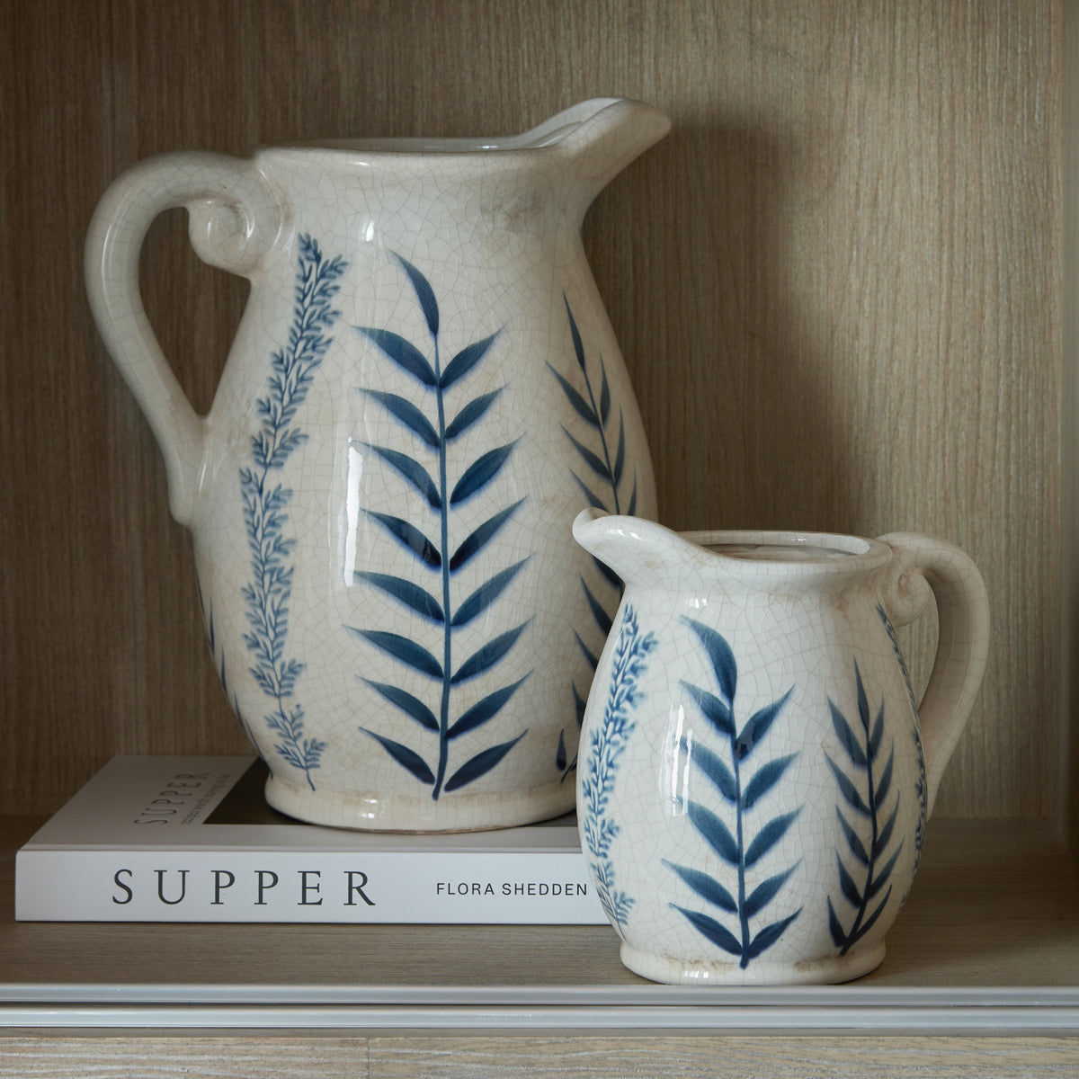 Large Blue Flora Olpe Jug Vase - image 1