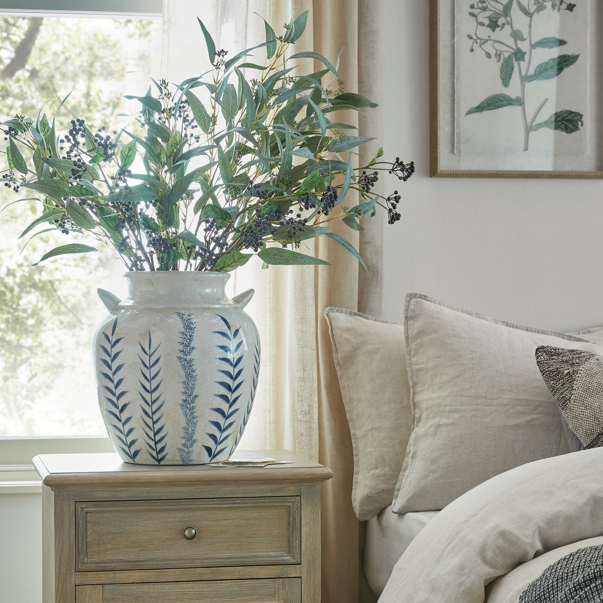 Blue Flora Amphora Vase - image 1