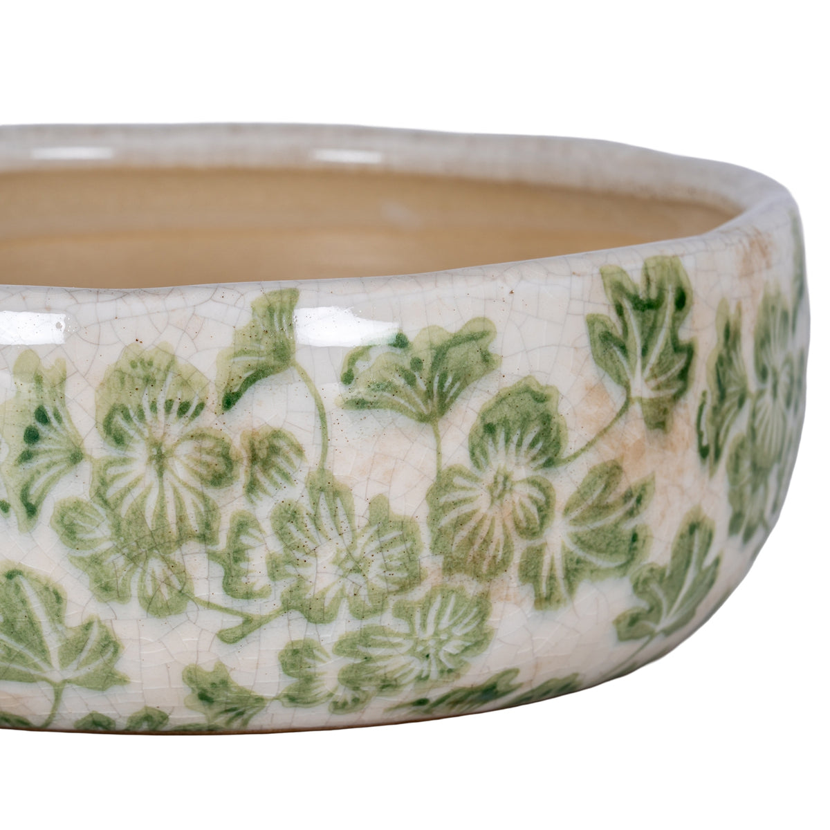 Large Green Clover Ceramic Bowl Pot - image 2