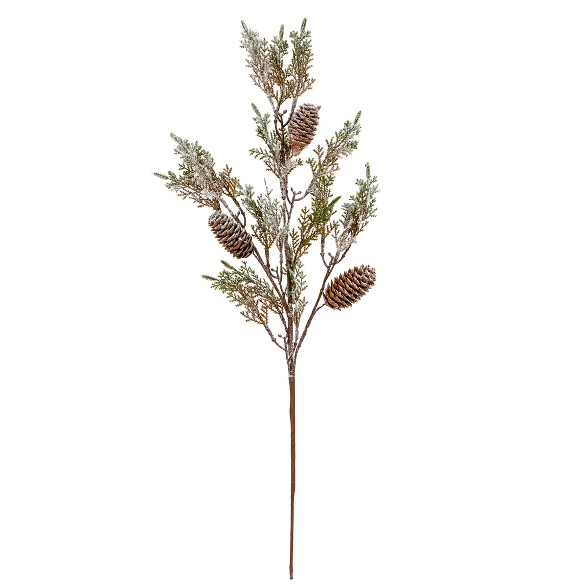 Medium Frosted Cypress Fir Branch Spray With Pinecones - image 1