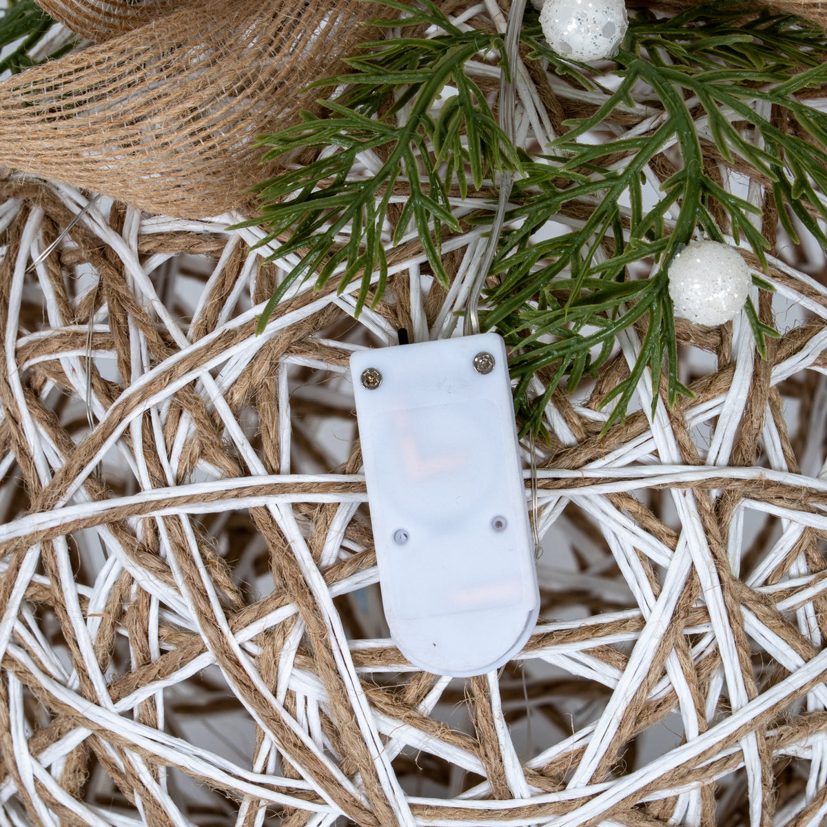 Large LED White Rattan Bauble With Branches And Ribbon - image 3