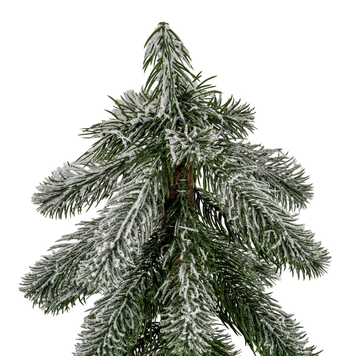 Small Snowy Pine Tree On Wooden Stand - image 2
