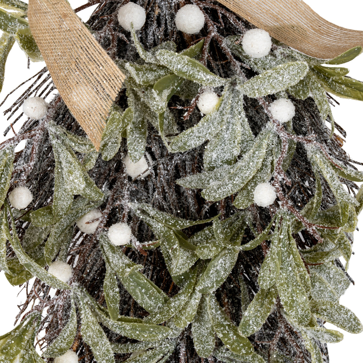 Frosted Mistletoe And Pine Swag With Ribbon - image 2