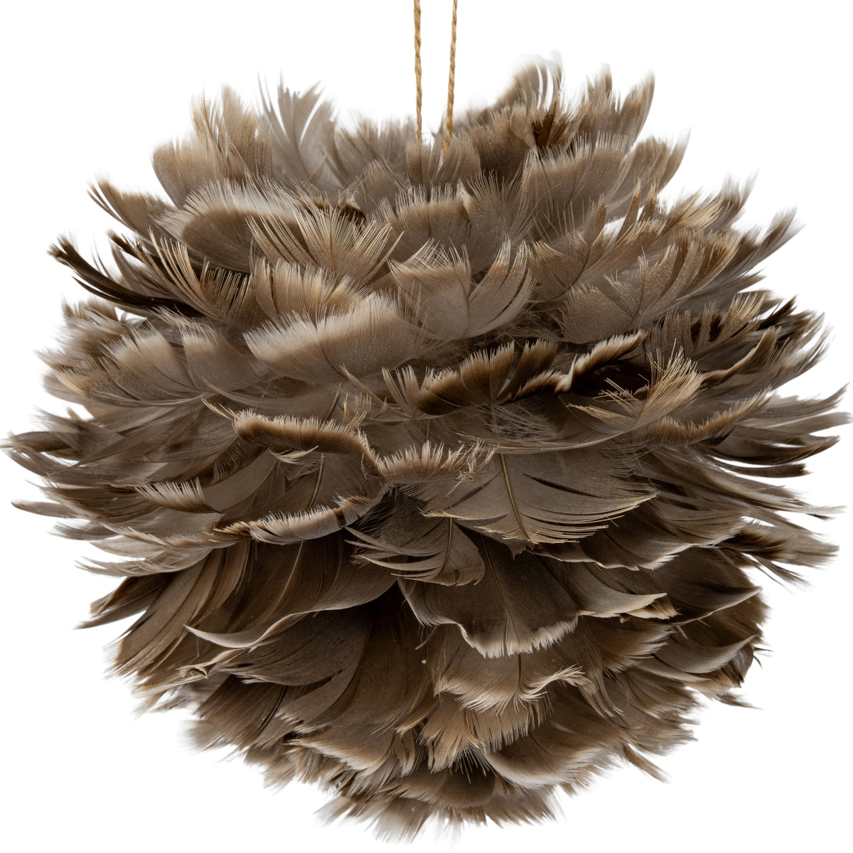 Large Fawn Feather Ball Decoration - image 2