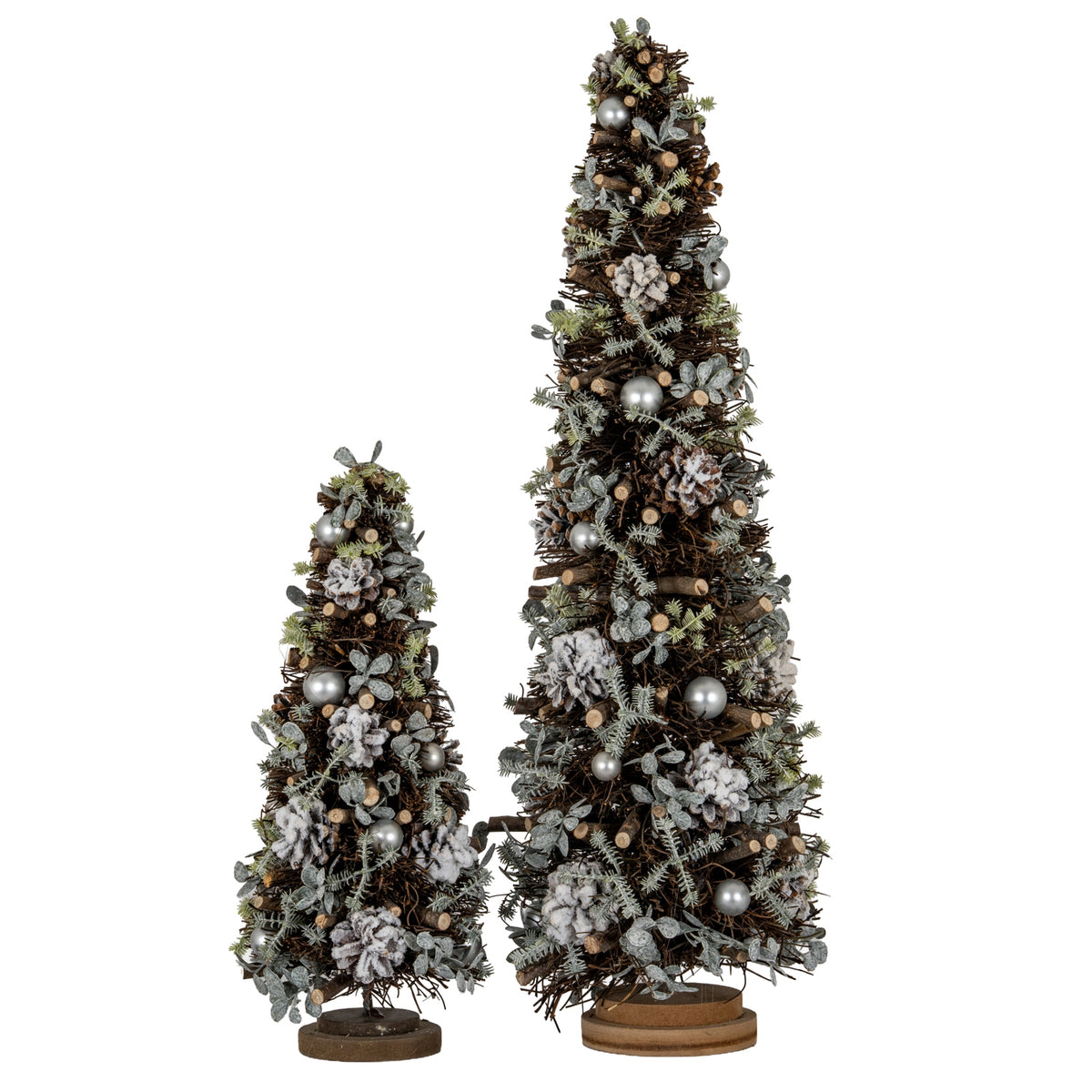 Medium Frosted Forest Tree With Pinecones And Pearls - image 3