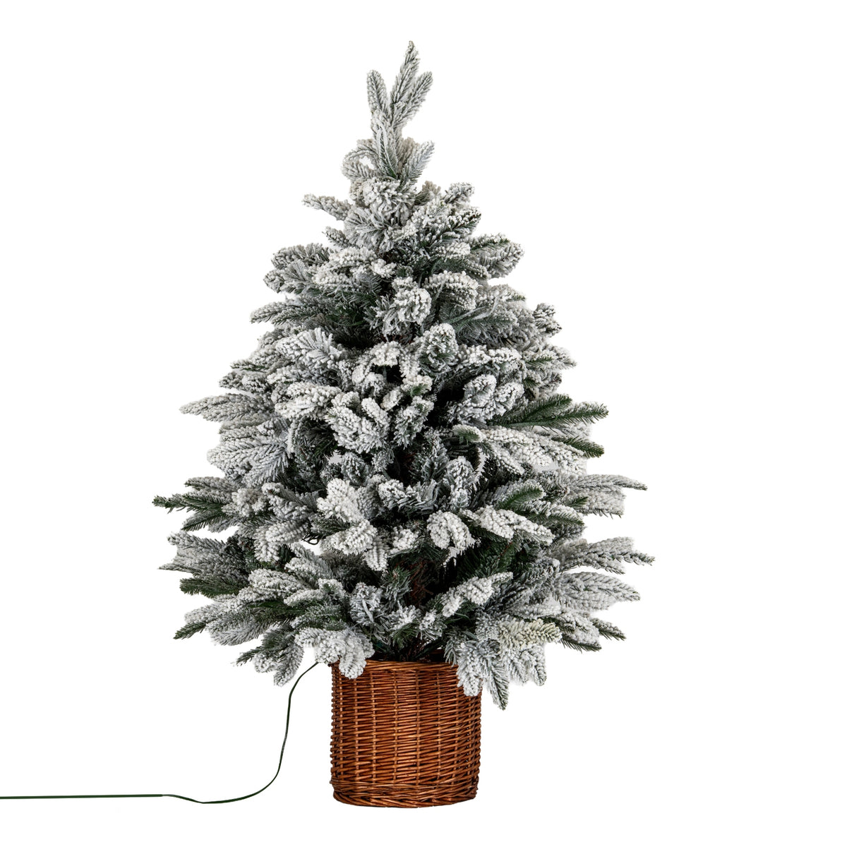 Snowy Norway Fir Pre-Lit Led 300L Fir Tree In Rattan Pot - image 1