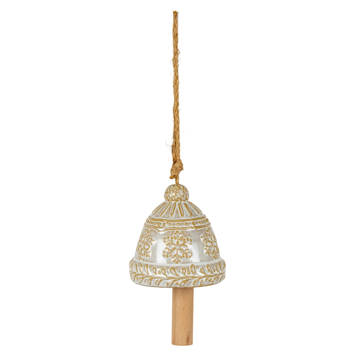 Ceramic Bell Tree Ornament With Snowflake Detail - image 1