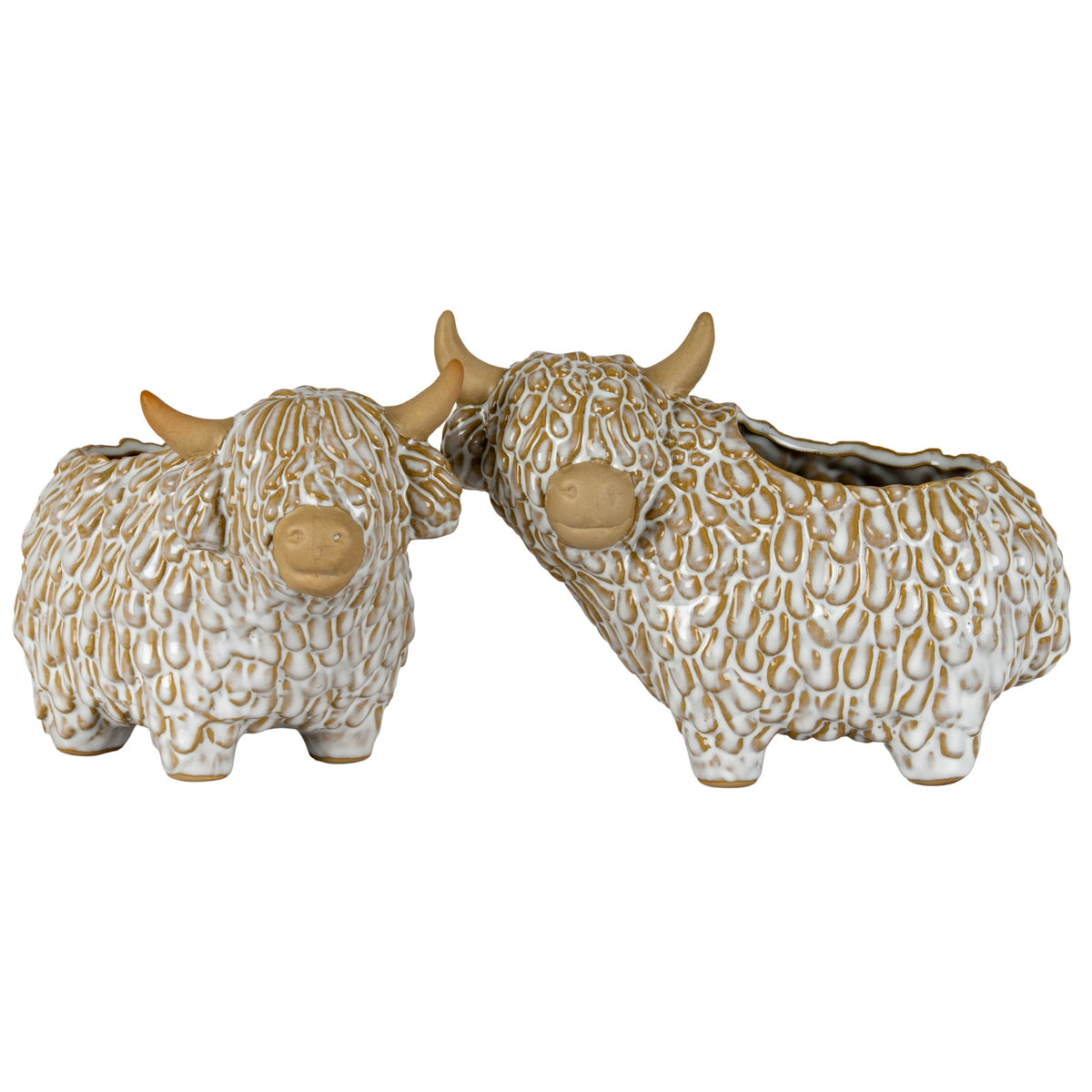 Alora Ceramic Highland Cow Planter Gazing Left - image 4