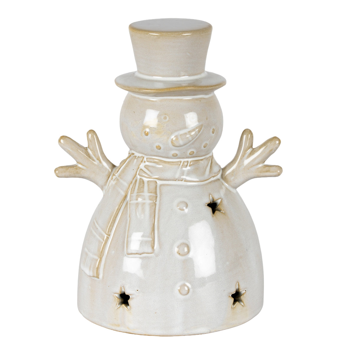 Alora Ceramic Medium Snowman With LED Light - image 1