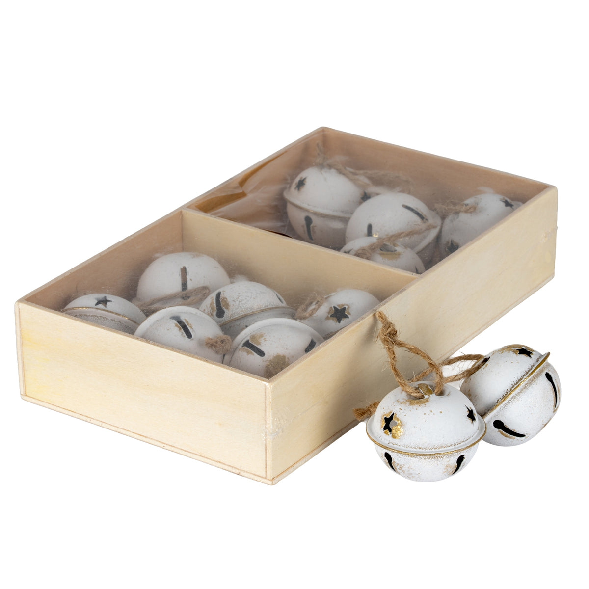 Twelve Metal Nordic Bells in Wooden Box - image 1