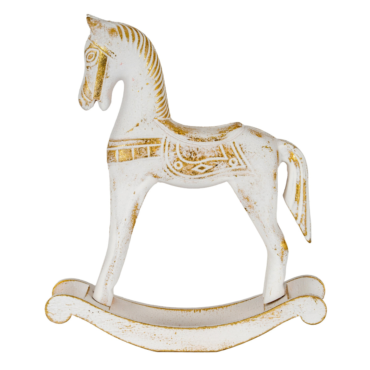 Small Whitewashed Wooden Rocking Horse - image 2