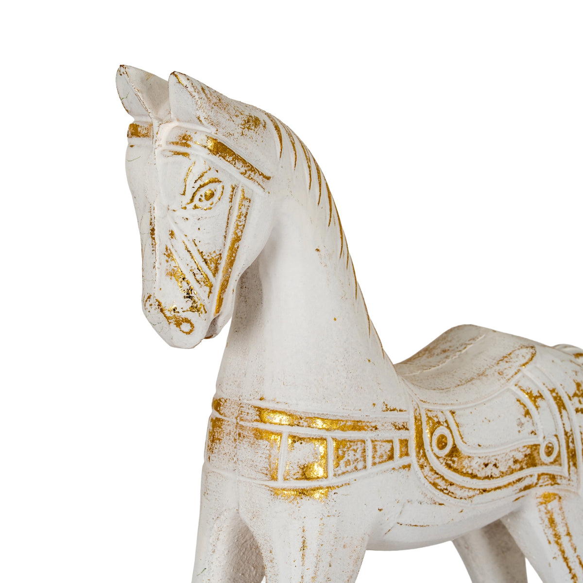Large Whitewashed Wooden Rocking Horse - image 3