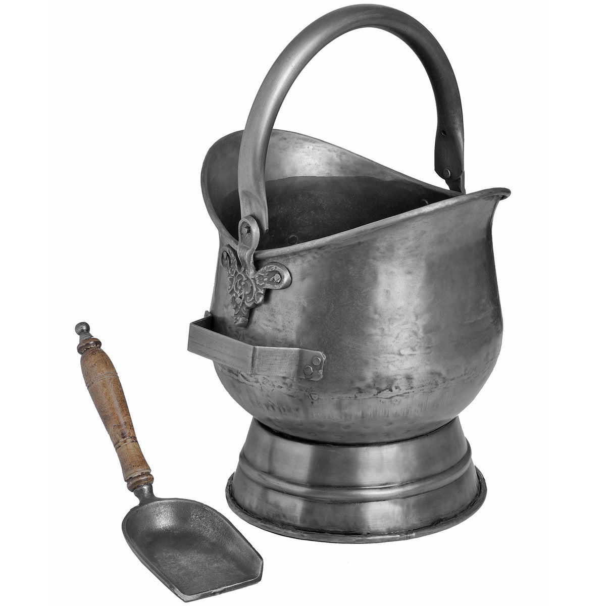 Antique Pewter Coal Bucket with Shovel - image 3