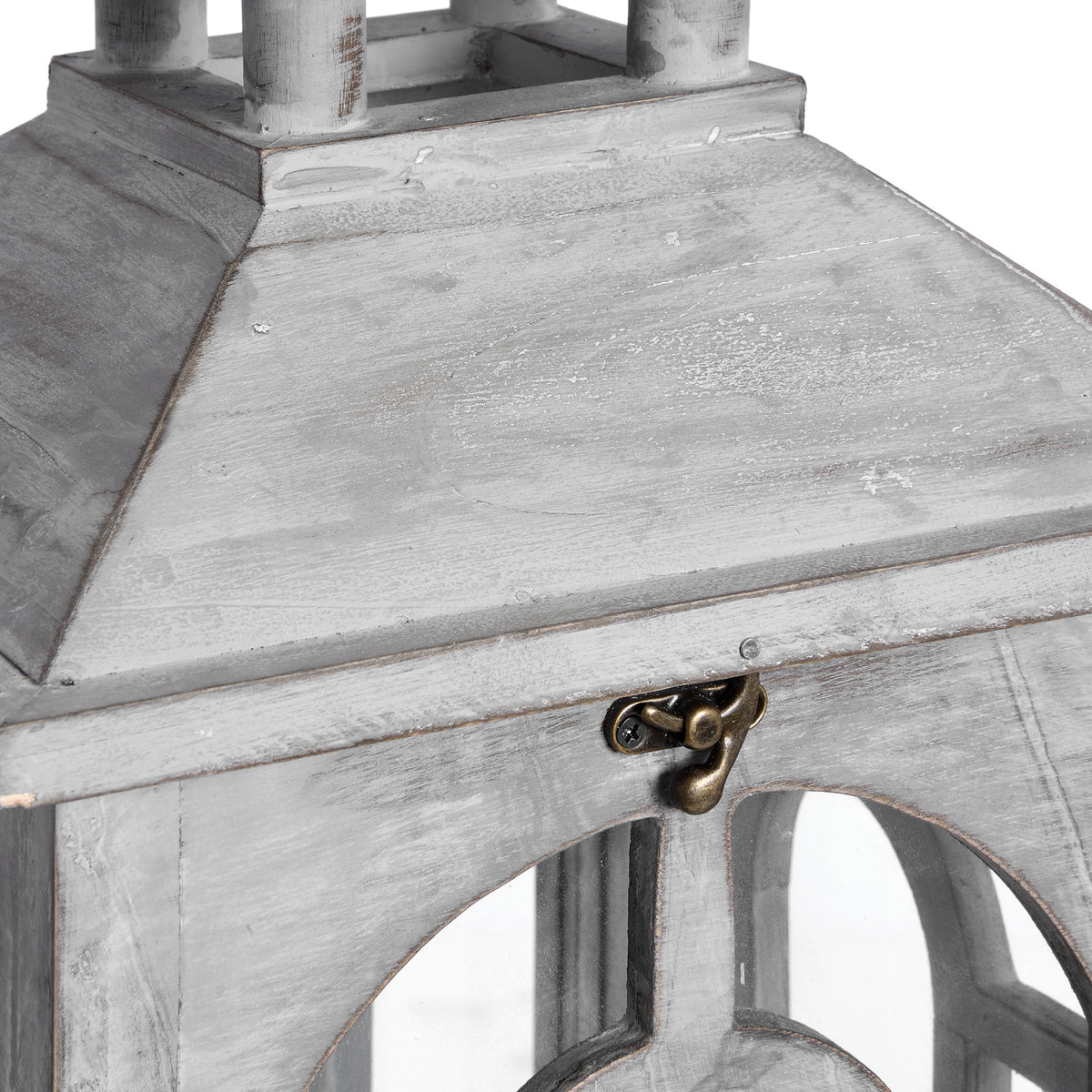 Set Of Three Wooden Lanterns With Archway Design - image 4