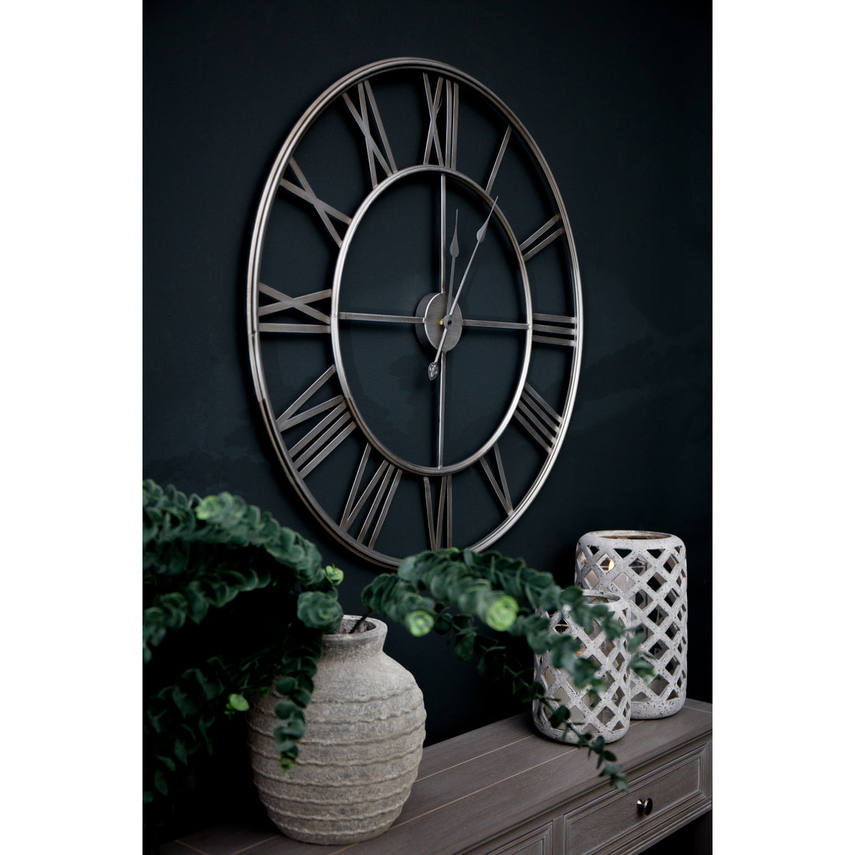 Large Silver Foil Skeleton Wall Clock - image 5