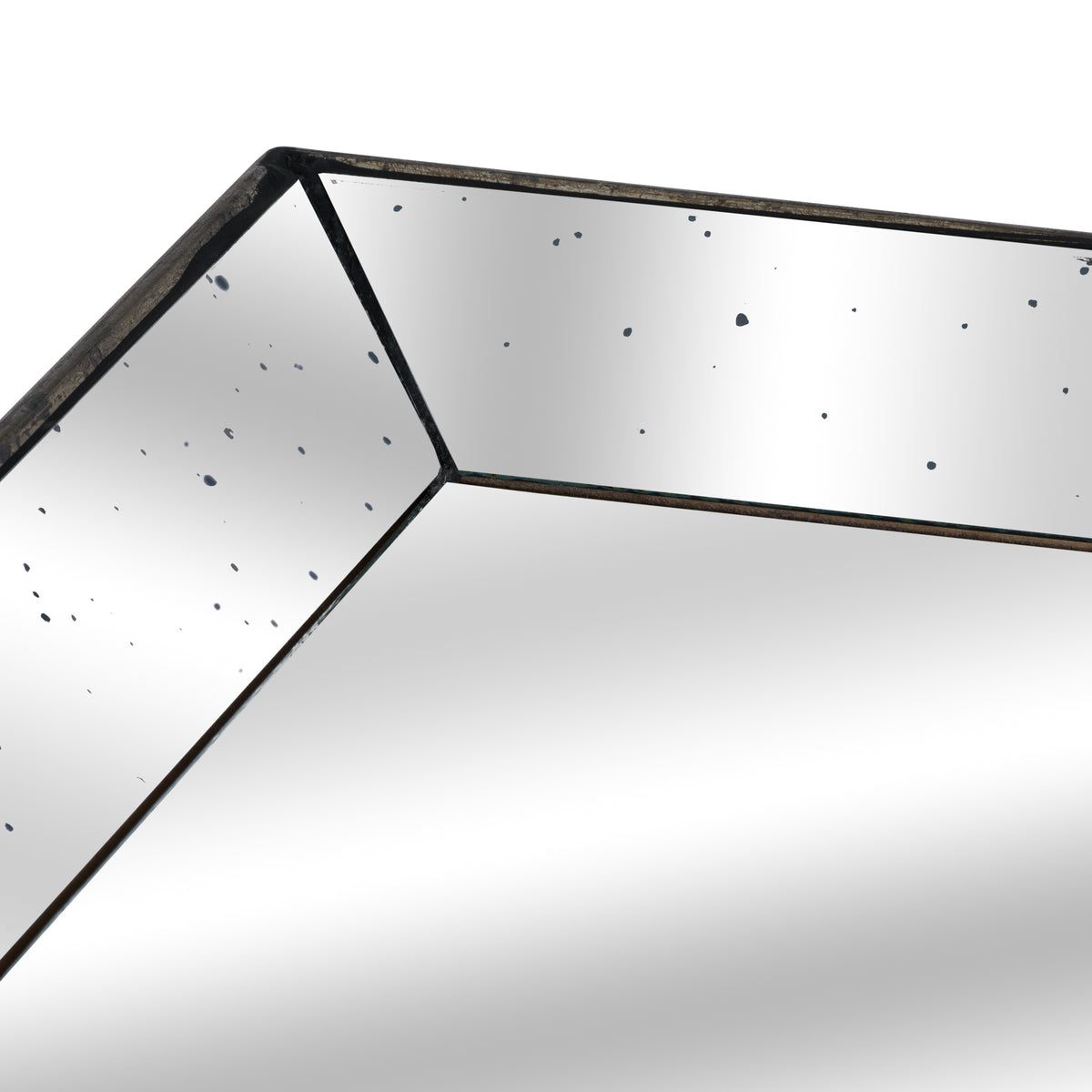 Astor Distressed Mirrored Square Tray W/Wooden Detailing Lge - image 2