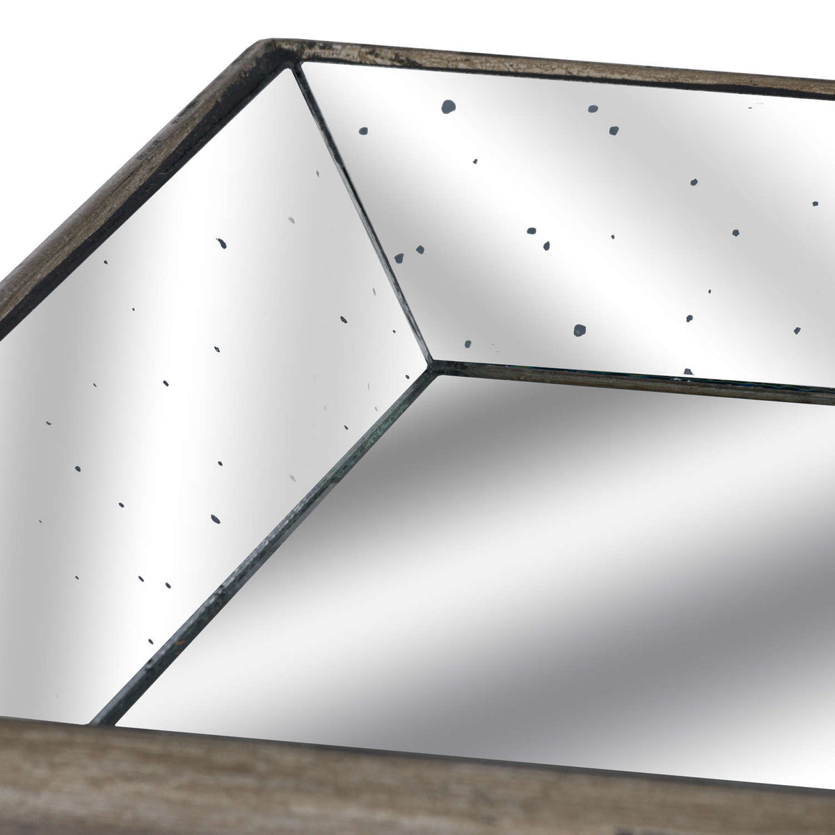 Astor Distressed Mirrored Tray With Wooden Detailing - image 2