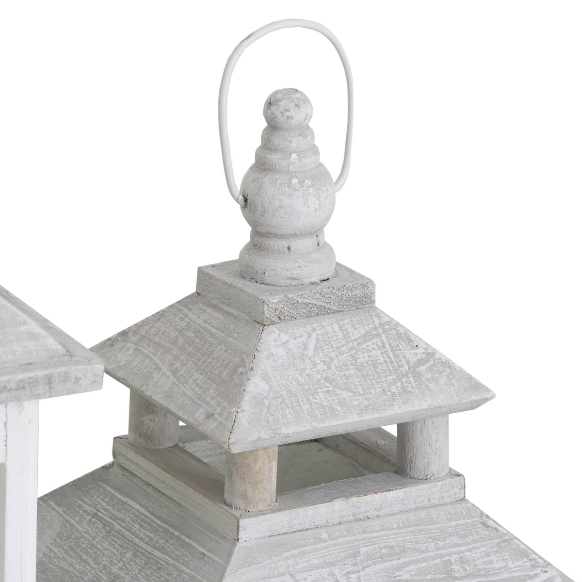 Set Of 3 White Window Style Lanterns With Open Top - image 2