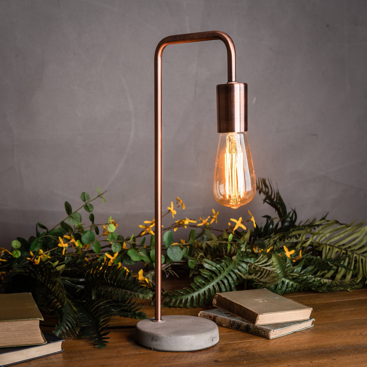 Copper Industrial Lamp With Stone Base - image 4