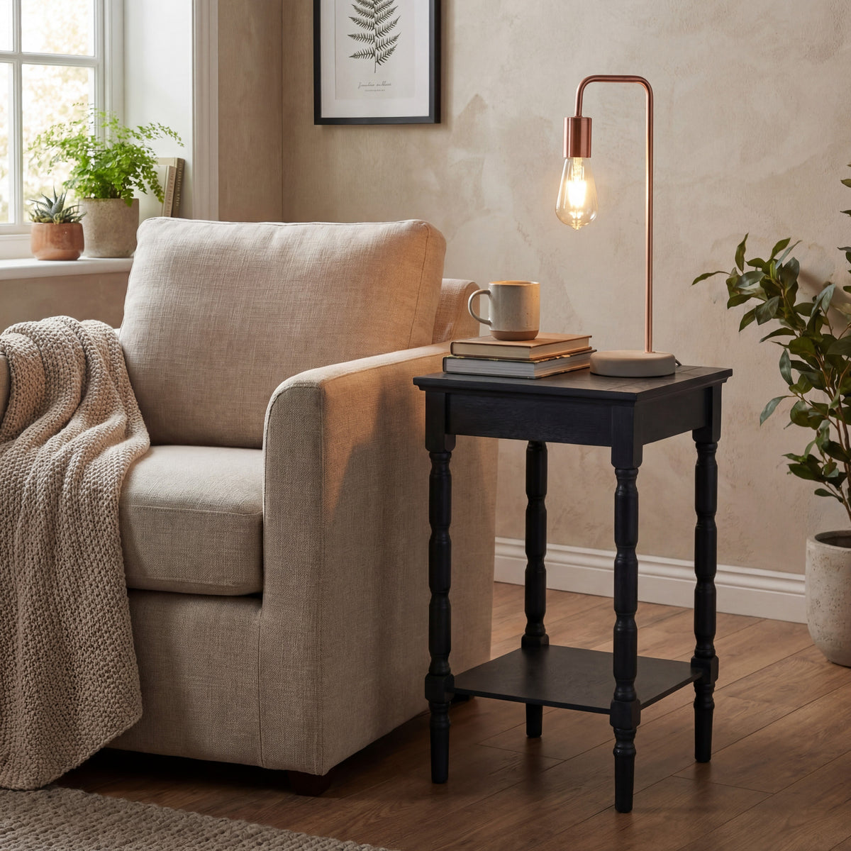 Copper Industrial Lamp With Stone Base - image 1