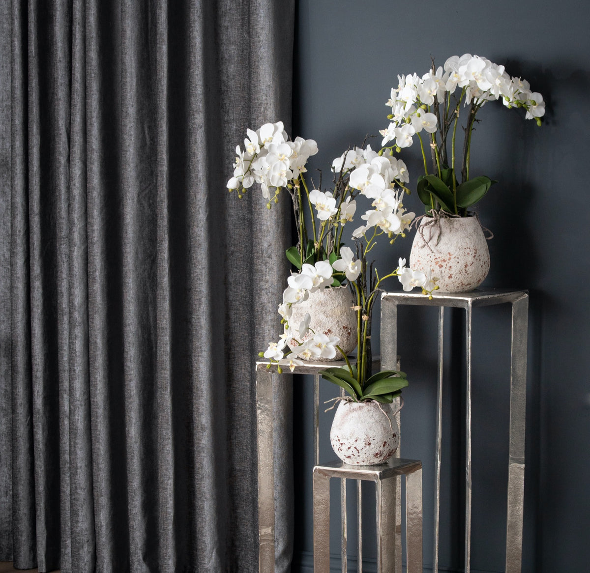 White Orchid In Stone Pot - image 4