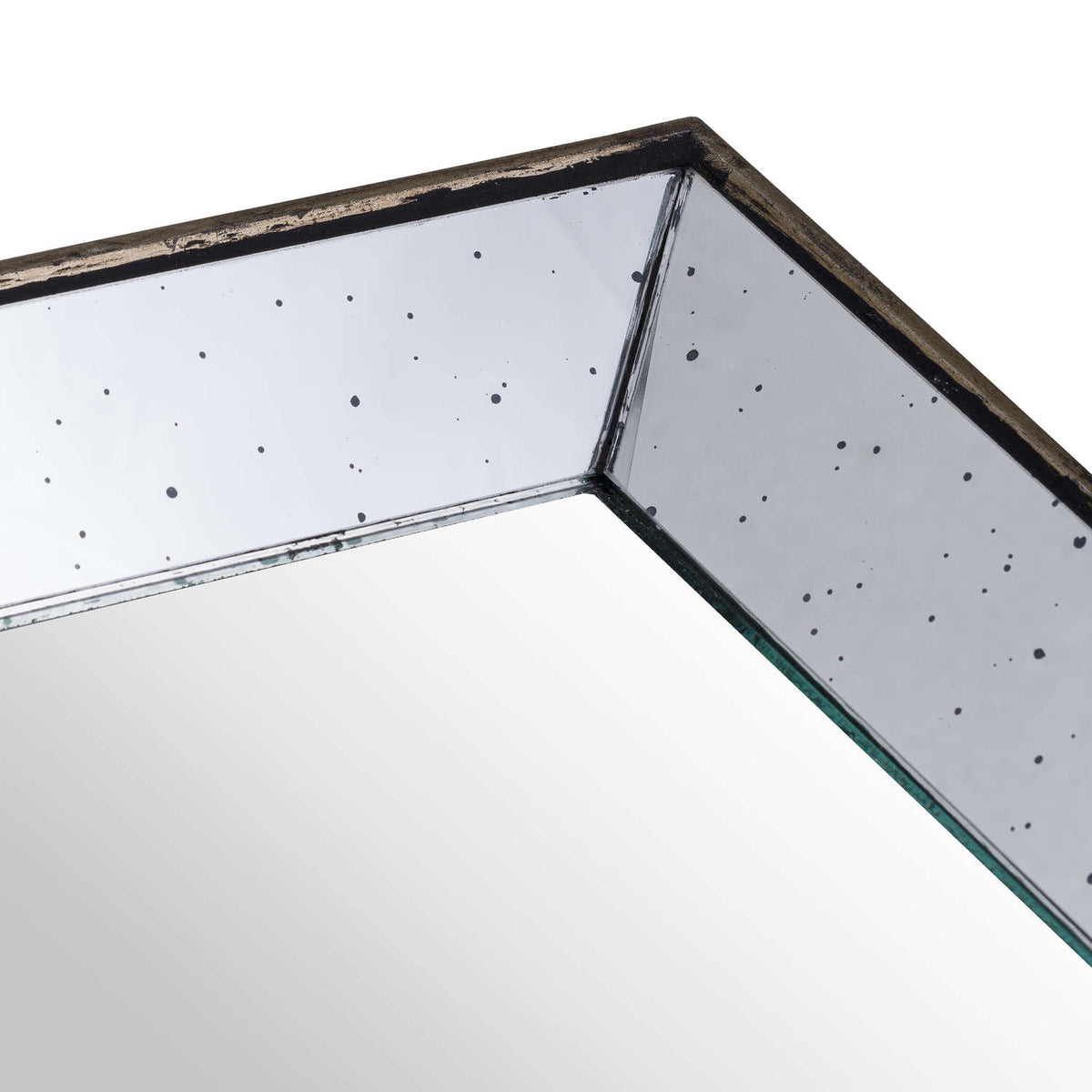 Astor Distressed Mirrored Square Tray W/Wooden Detailing Sml - image 2