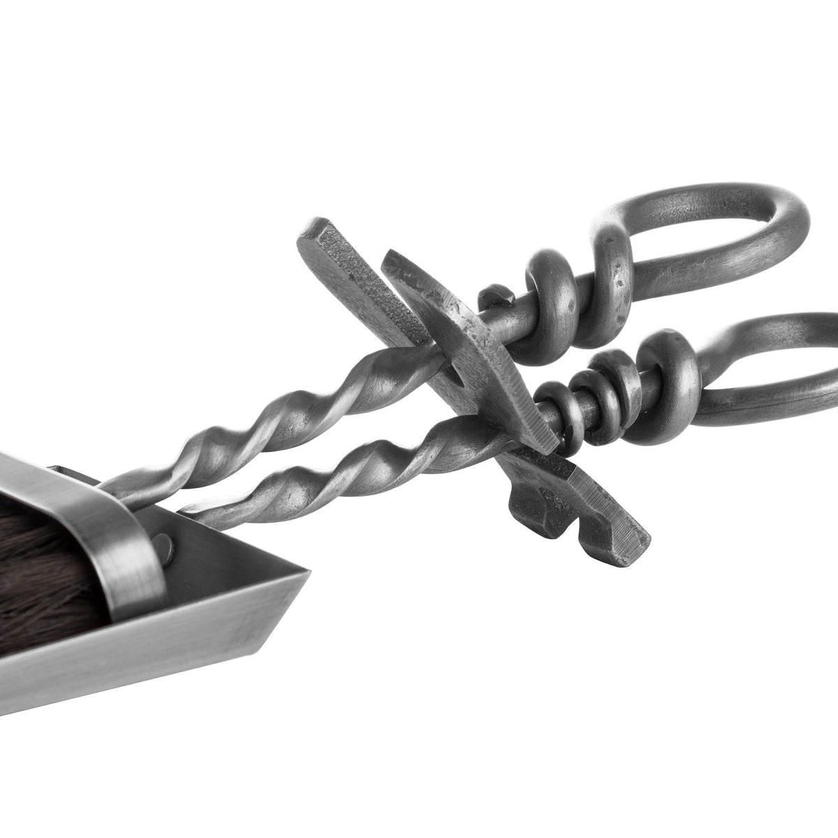 Silver Hearth Tidy Set With Hand Turned Loop Handle - image 3