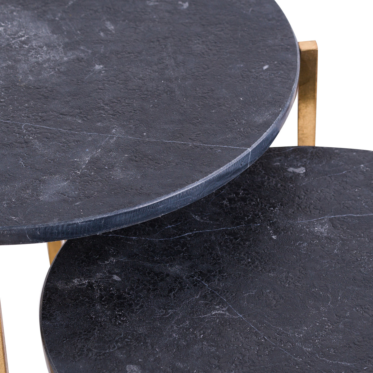 Set Of 2 Gold And Black Marble Tables - image 3