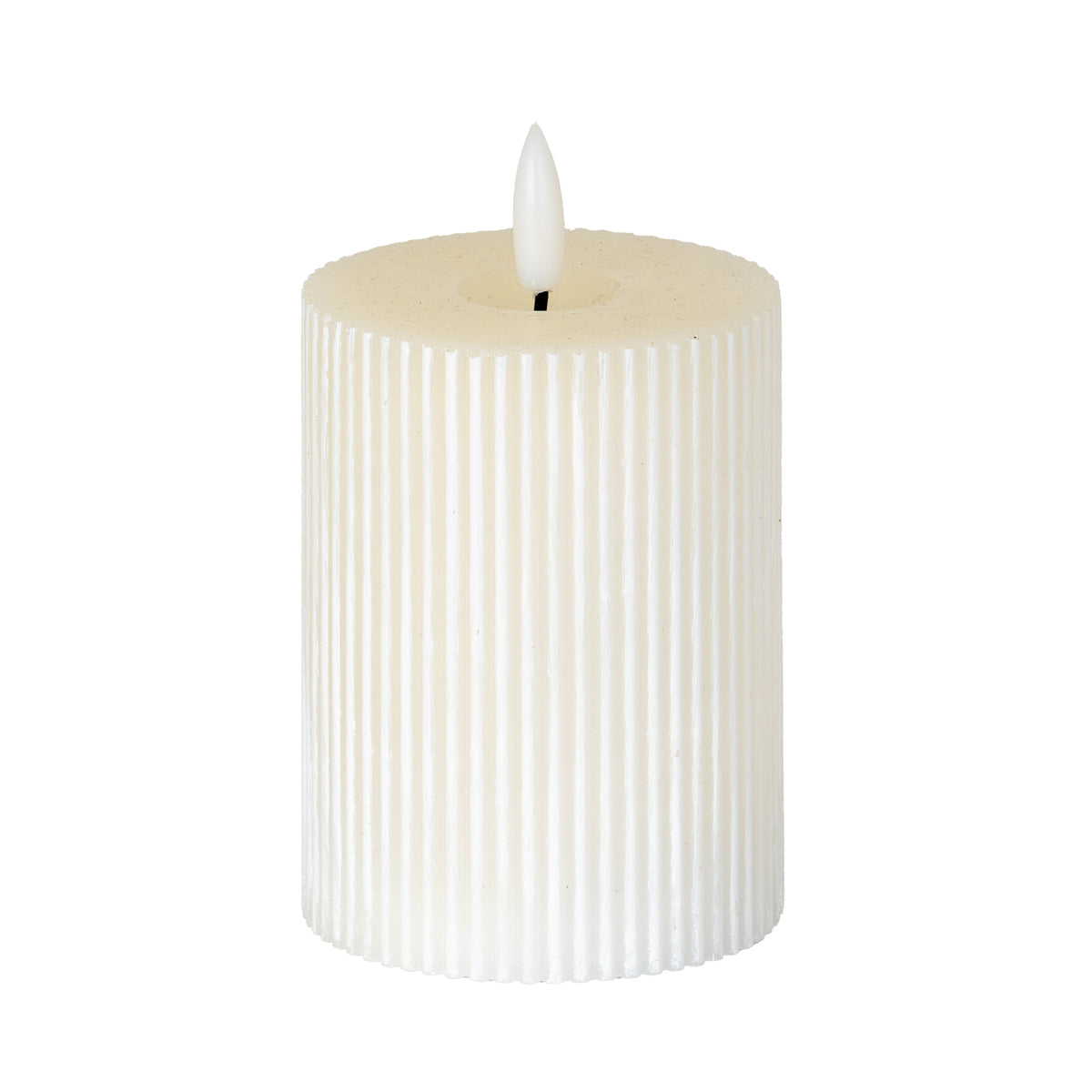 Luxe Collection Natural Glow 3x4 Textured Ribbed LED Candle - image 1