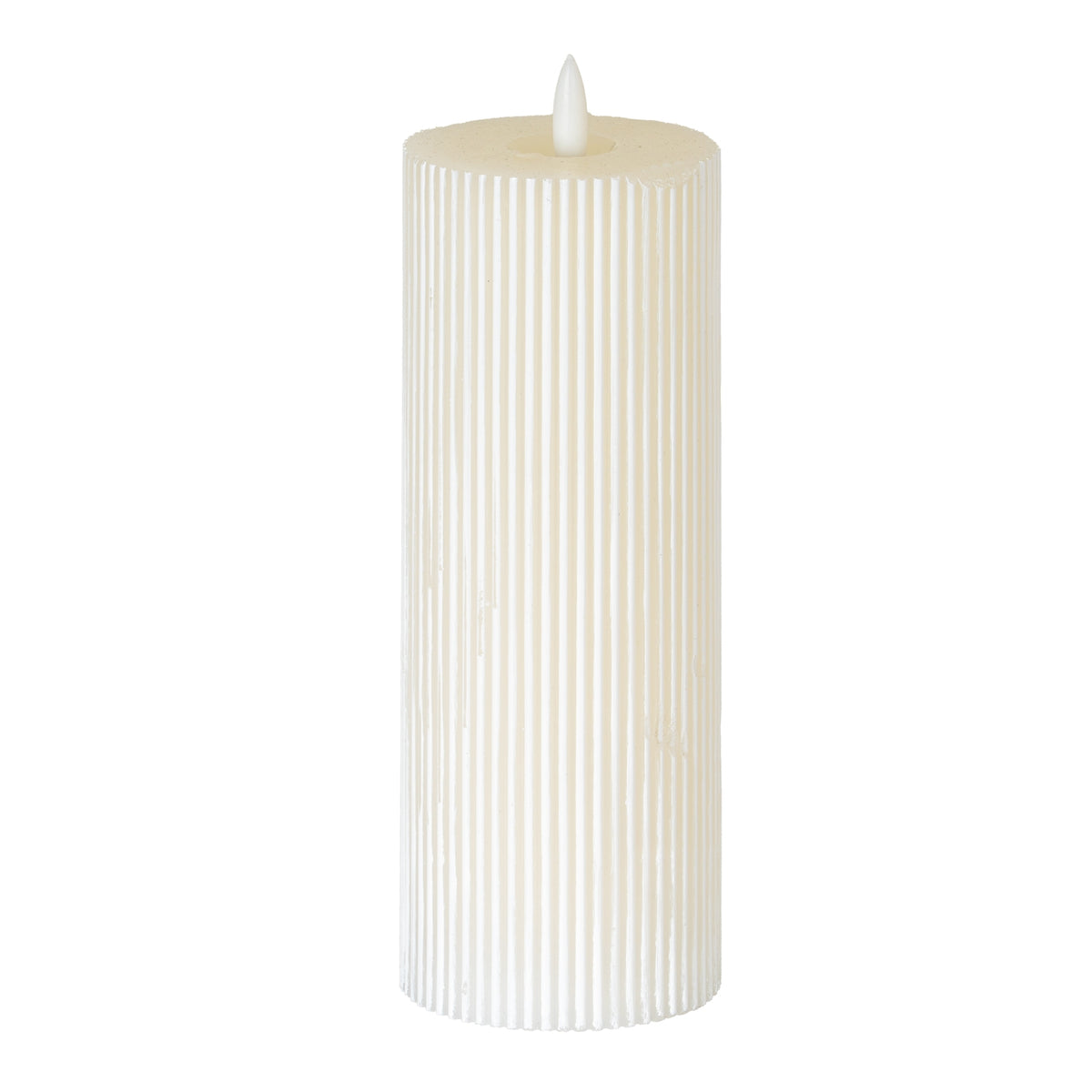 Luxe Collection Natural Glow 3x8 Textured Ribbed LED Candle - image 1