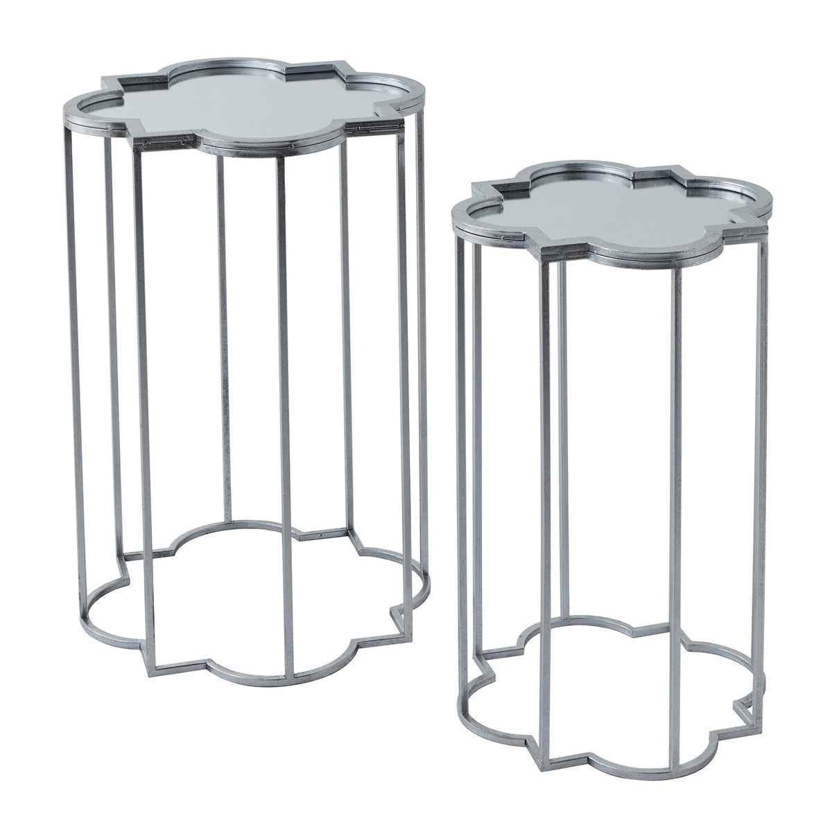Quarter Foil Mirrored Set Of Two Side Tables - image 2