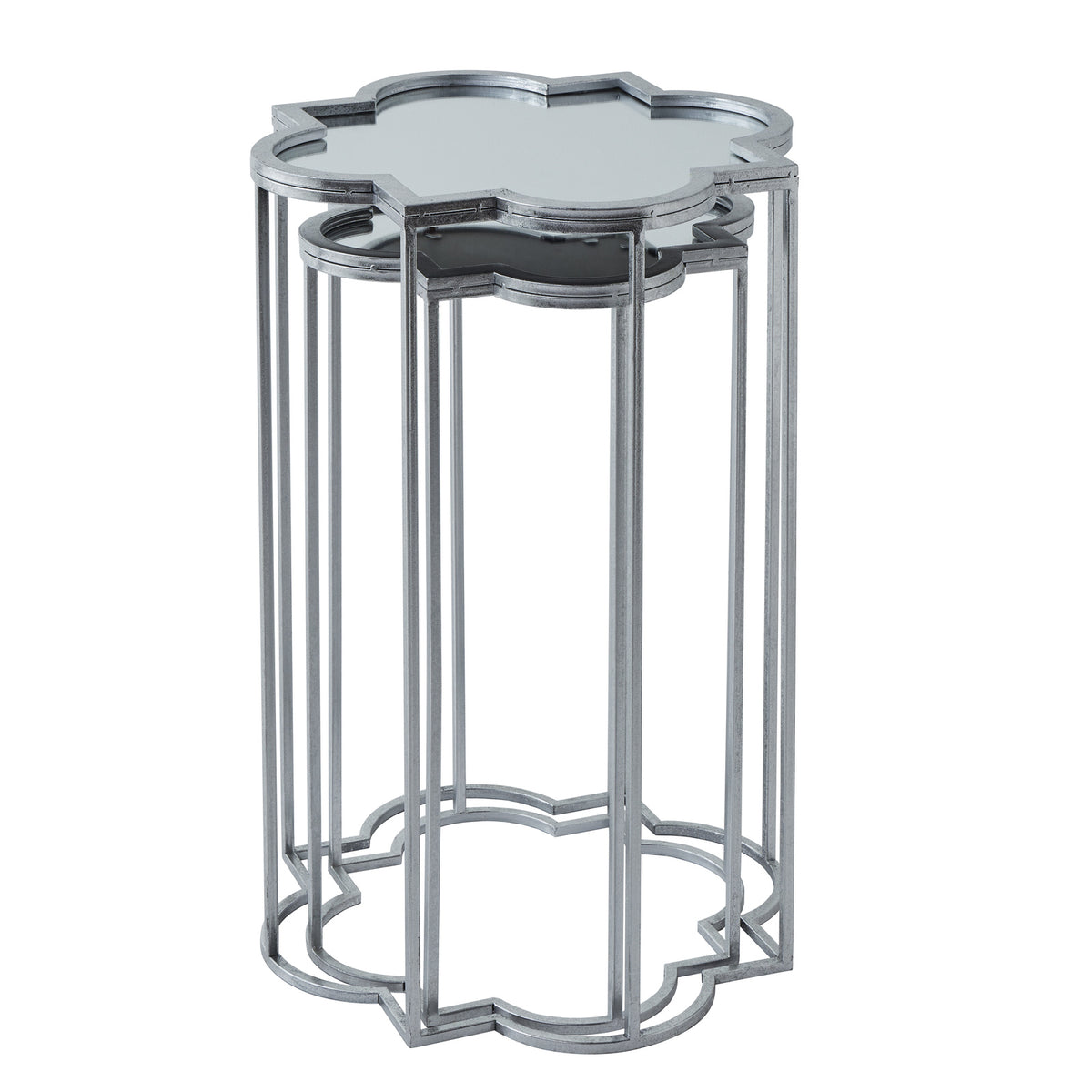 Quarter Foil Mirrored Set Of Two Side Tables - image 3