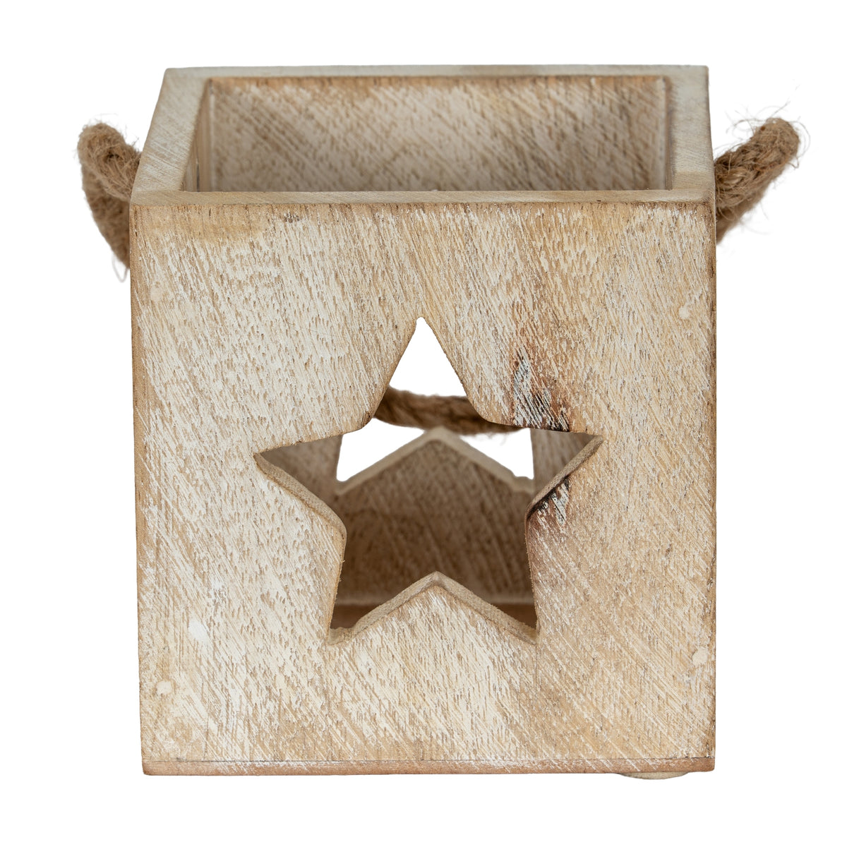 Washed Wood Star Tealight Candle Holder - image 2