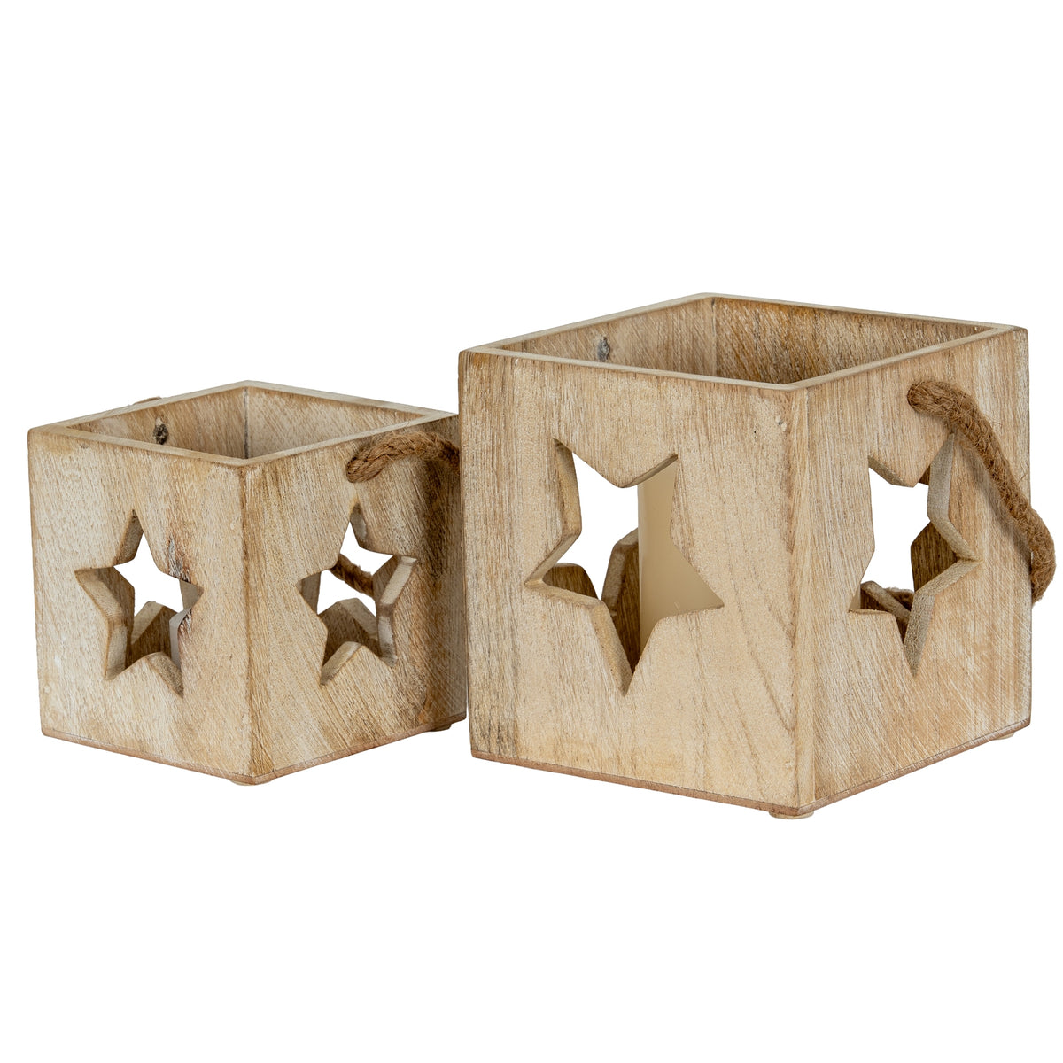 Washed Wood Star Tealight Candle Holder - image 4